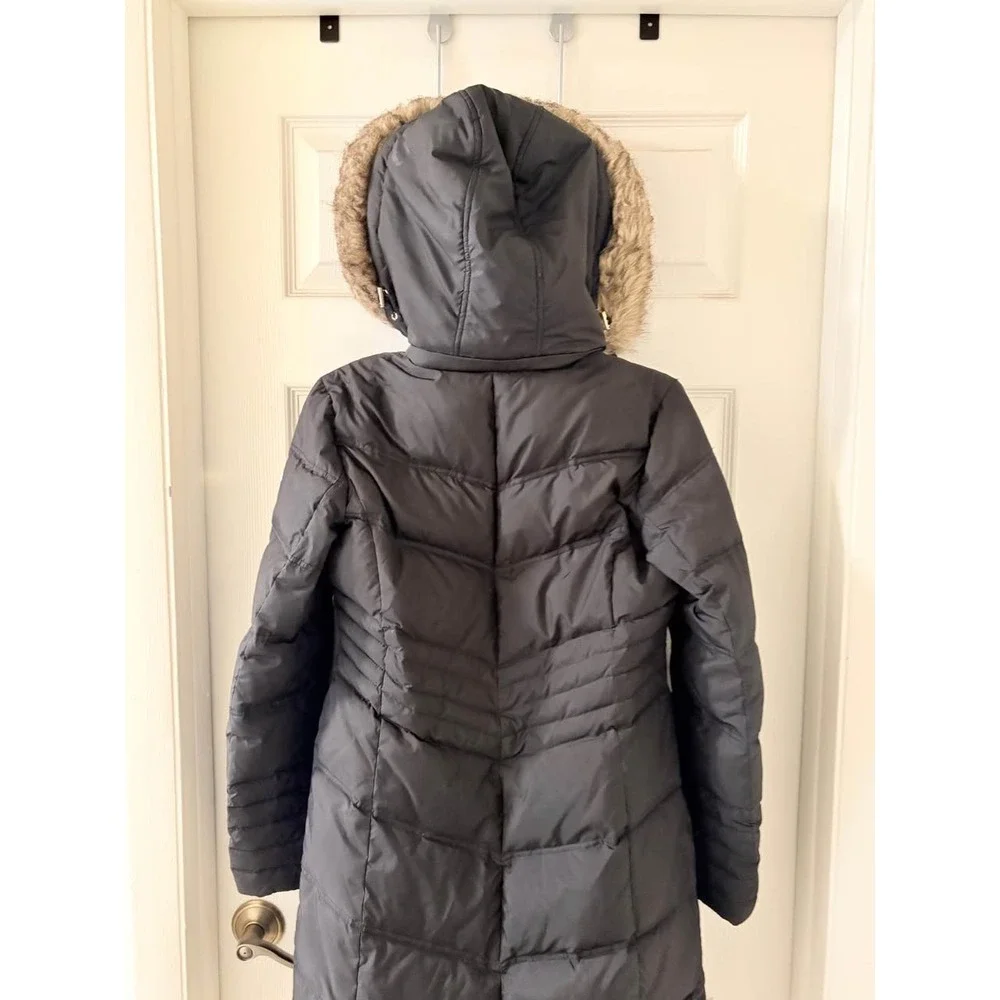 Michael Kors Down Puffer Coat Womens S Black Hooded Faux Fur Winter Jacket